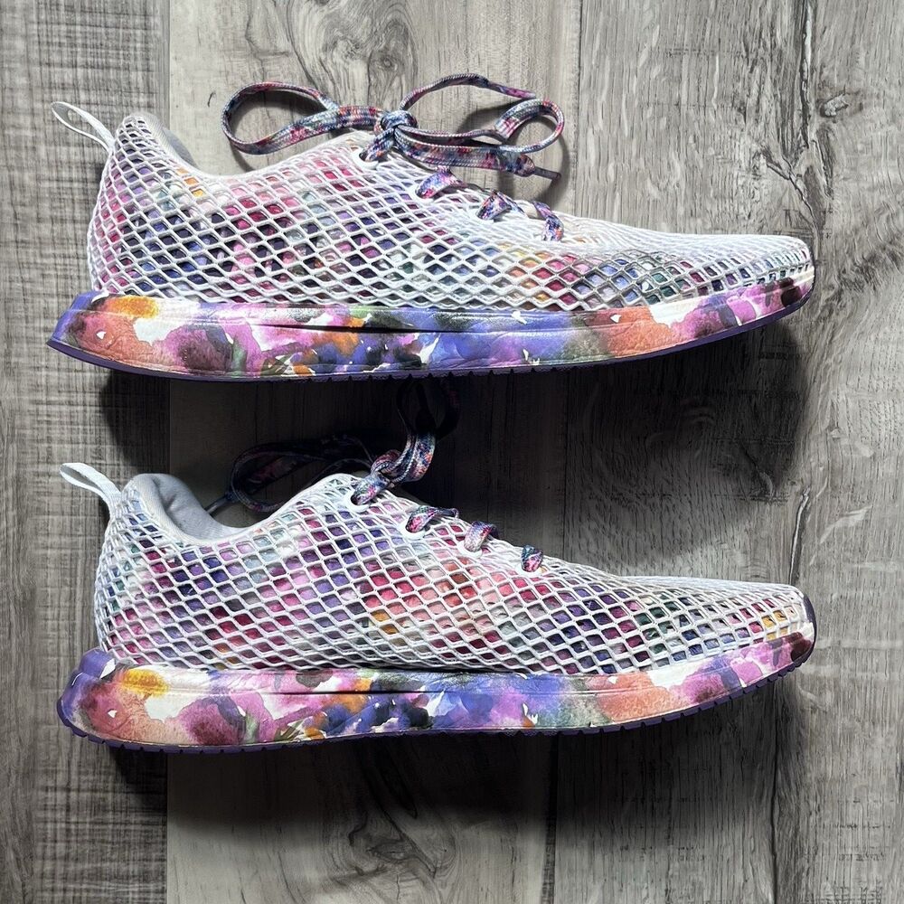 Nobull Women Size 11.5 Floral Tropical Knit Mesh Runner Comfort Running Shoes